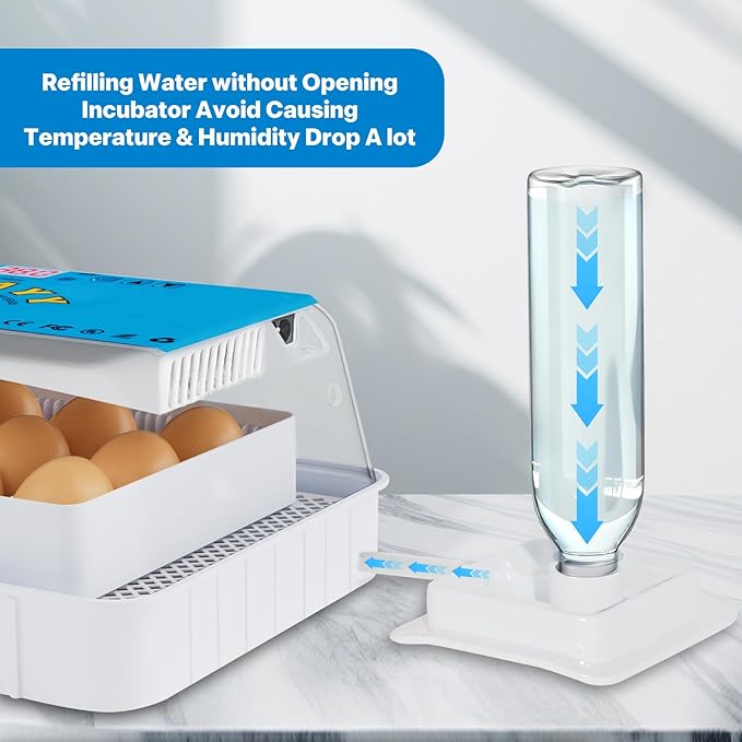 Incubators for Hatching Eggs 15-35 Eggs Incubator with Automatic Egg Turning and Temperature Humidity Control Display LED Candler Poultry Incubator for Hatching Chicken Duck and Quail Incubator (Blue)