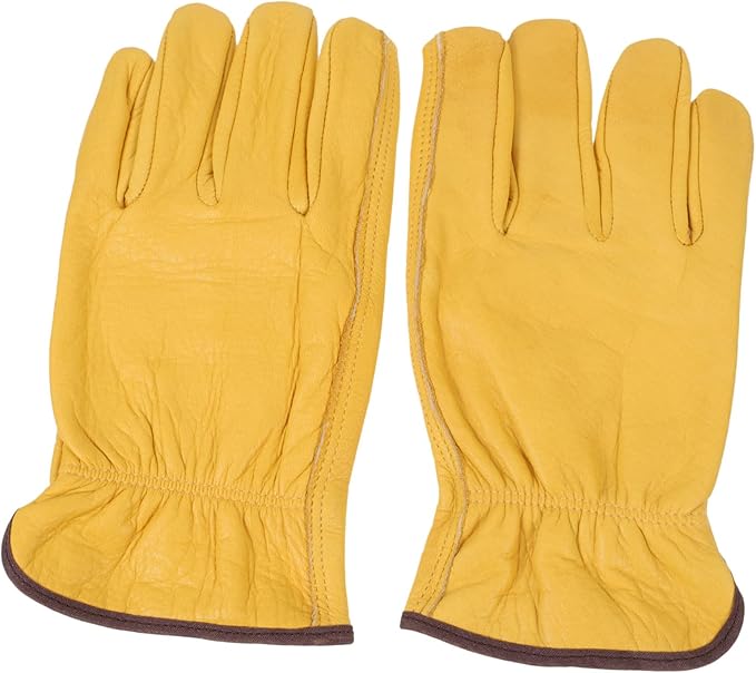 GANAZONO Puncture Resistant Cowhide Garden Gloves for Men Women Work Gloves for Pruning Farm Outdoor Use Non-slip
