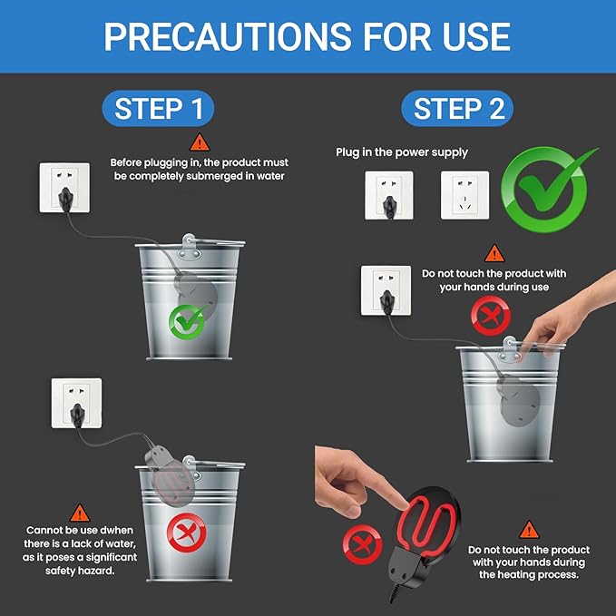 250W Thermostatic Chicken Water Heater - Cast Aluminum Farm Trough & Bird Bath Heater for Livestock, Poultry & Wildlife - 10ft Cable (Rdkecho-01)