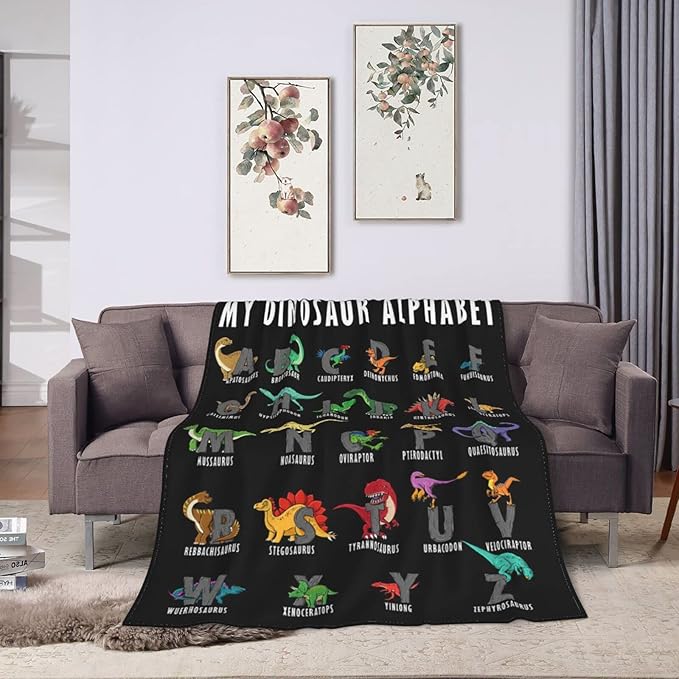 Dinosaur Blanket Super Cozy Soft Dinosaur Throw Blanket Warm Plush Fluffy Dino Stuff Gifts for Boys Girls Fleece Flannel Gift Blankets for Kids Adults 60"X50"