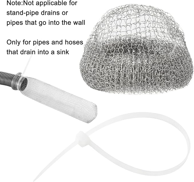 24 Pieces Lint Traps Washing Machine Stainless Steel Lint Snare Traps Laundry Mesh Washer Hose Filter with 24 Pcs Cable Ties