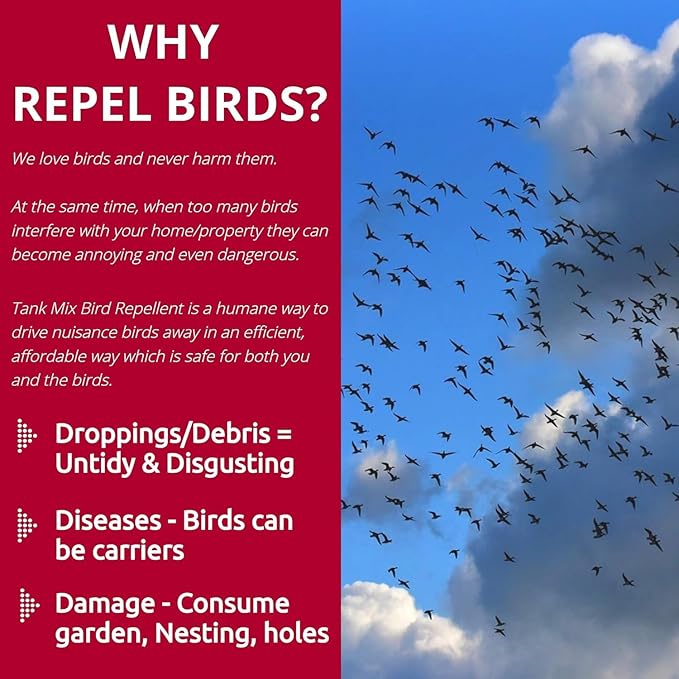 Bird Repellent Spray, Residential Bird Problem Solution by Flock Free Bird Control, 4 oz Concentrate