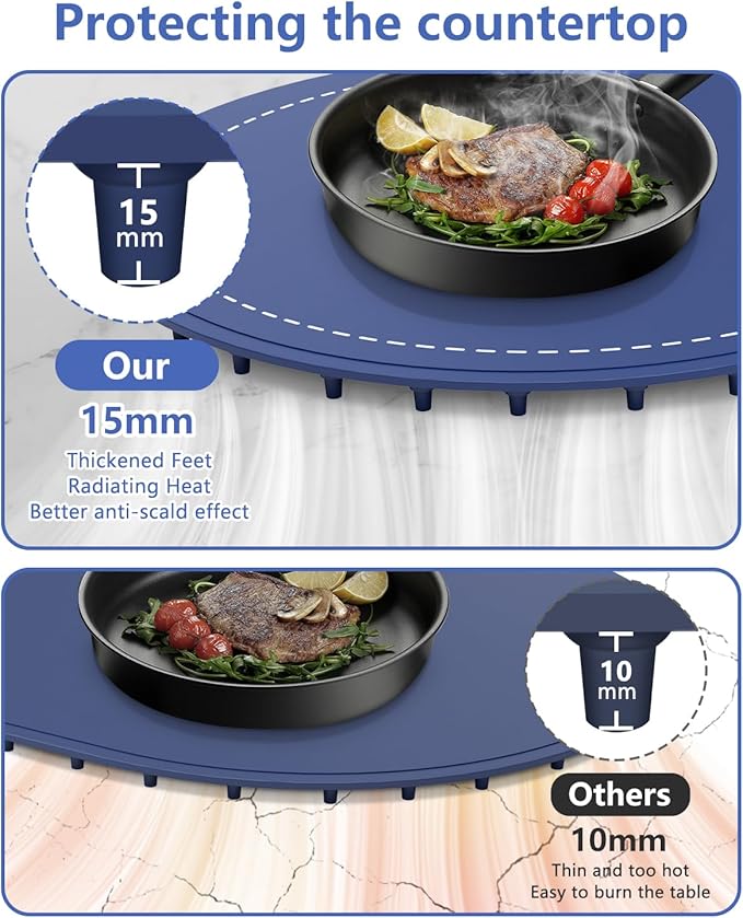 Warming Mat for Food with Adjustable Temperature Timer,10S Fast Heating Silicone Food Warmers for Parties Buffet and Home Daily,Food Warming Mat with Insulating Pad Raised Feet Protects Table