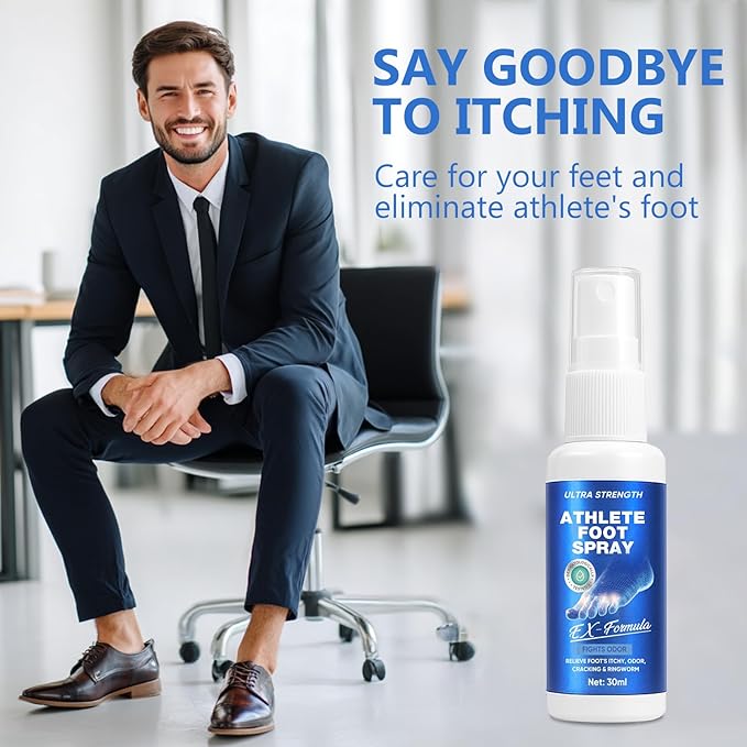 Athletes Foot Spray-Athletes Foot Treatment for Itchy, Sweaty & Uncomfortable Skin, Gently Soothes Feet, Toes & Groin Area | Deodorizing, 1.01 Fl.Oz