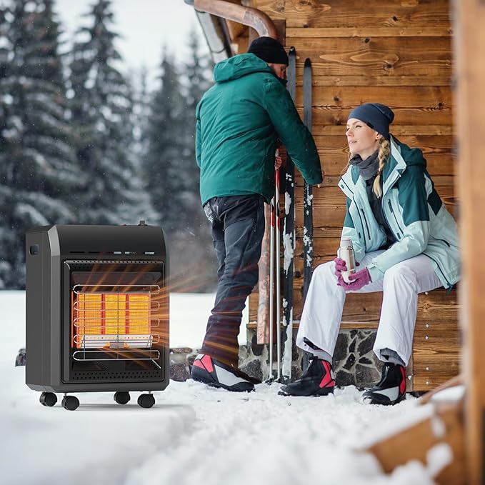 Propane Heater Outdoor Portable 6000 To 18000 BTU Propane Gas Heater Cordless 3 Settings For Garage Greenhouse Camping Workshops, With Tip-Over Protection Ultra Quiet Heat Up To 450 Sq.Ft