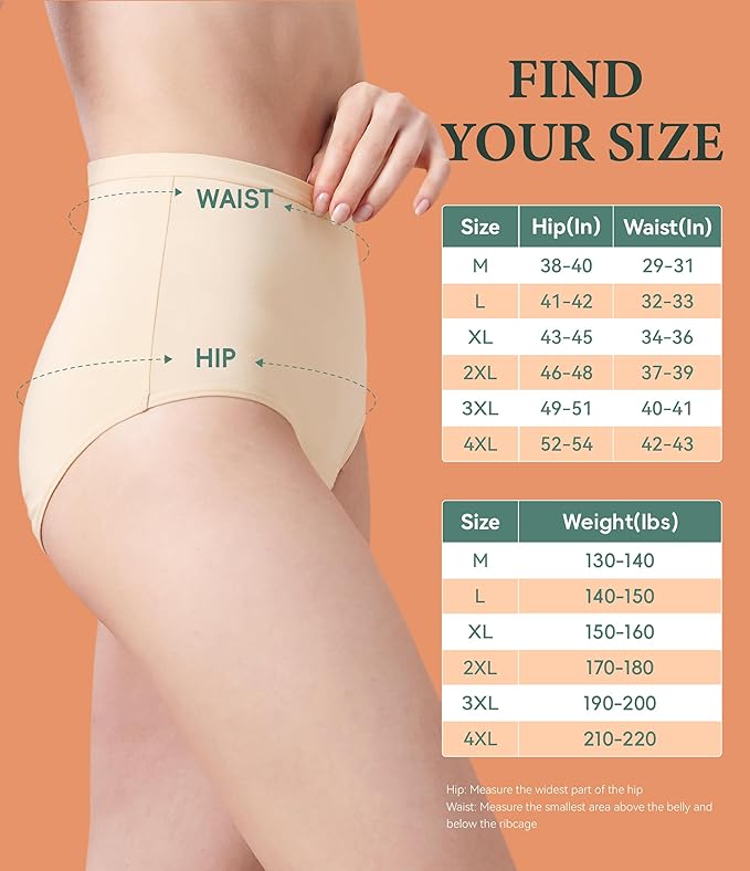 Womens Washable Incontinence Underwear Bladder Leak Proof Odor Control Briefs 56 ml Absorbency Panties 3 Pack (Skin-Skin-Black, 2XL)