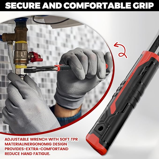 6” 8” 10” Multi-function Self-locking Pipe Wrench Set, Chromium Vanadium Steel,Plumbers Wrench with Self Tightening Function for 9/32”-1 3/8” (7-35mm) Pipe Fittings and Nuts (1set)