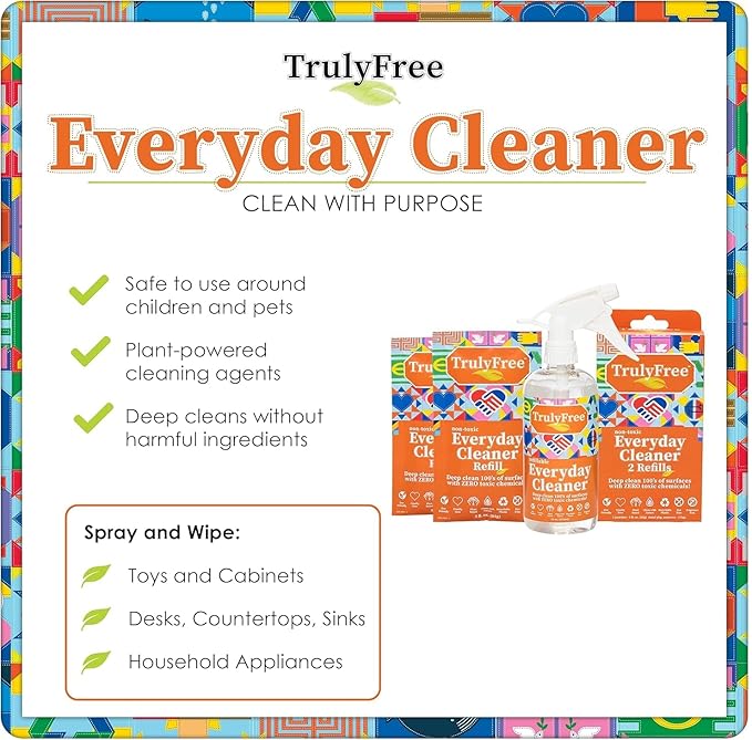 Truly Free Everyday Cleaner - Multipurpose Cleaner Spray, Kitchen Counter Cleaner, Natural Cleaning Products, Multi-Surface Household Solution - Pack of 3