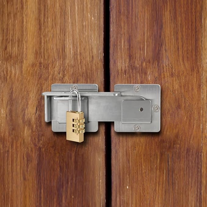 Flip Gate Latch with Padlock Hole,Stainless Steel gate Latch for Fence, Heavy Duty Double gate Latch for Wooden Fence,Swing and Sliding Open Gate,Barn Door, Shed, Vinyl Fence, Yard