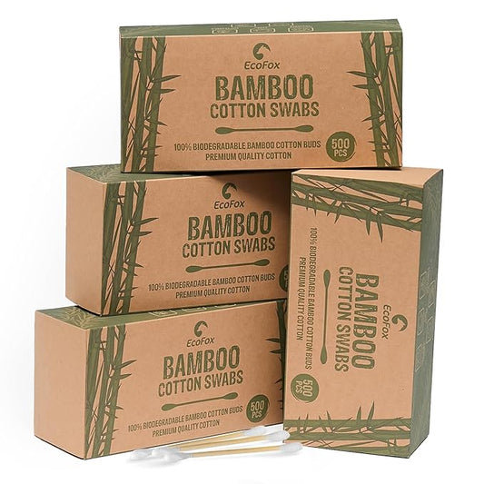 Bamboo Cotton Swabs 2000 Count | Compostable & Pure Cotton Buds | Double Tipped Sticks | Plant-Sourced Materials | Perfect for Makeup & Nail Applications, Arts & Crafts, Removing Dust & Dirt…