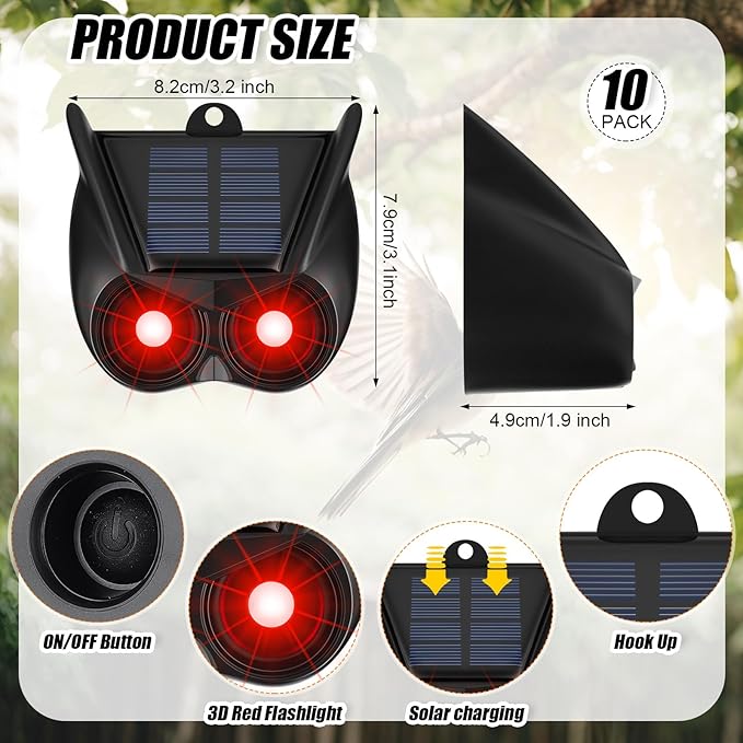 Qualirey 10 Pack Solar Animal Repellent Nocturnal Predator Control Light Animal Repellent for Coyote, Raccoon, Deer, Skunk Outdoor Predator Deterrent Devices for Garden Yard Farm Chicken Coop
