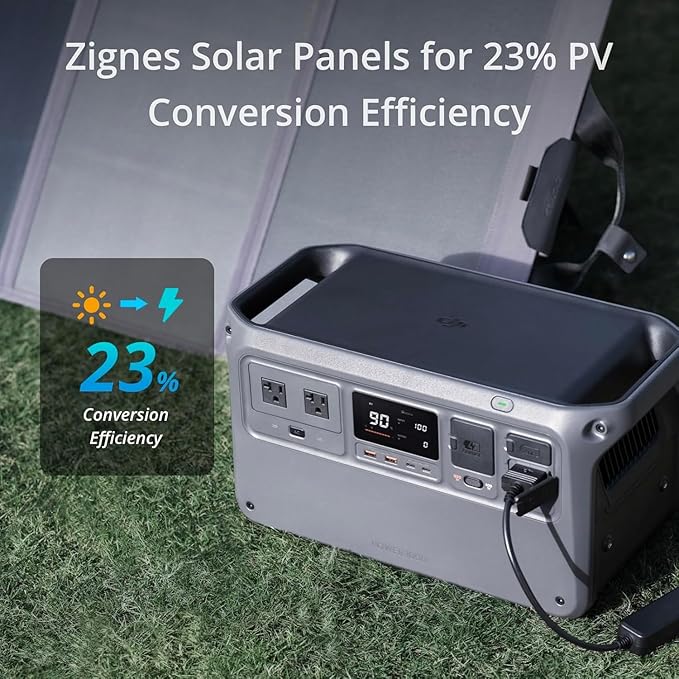 DJI Power 1000 Portable Power Station, 1024Wh Solar Generator with 1x 100W Solar Panel, 4000-Cycle-Life LFP(LiFePO4) Cell, 70-Minute Fast Charging, 2200W Stable Output,Solar Generator for Home Backup