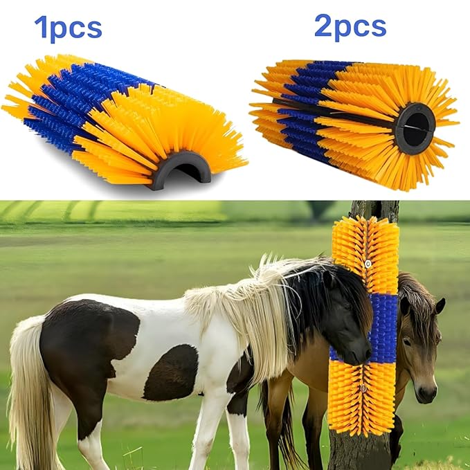 Livestock Scratching Brush, 2pcs Goat Scratching Post for Pig Dog Sheep,Durable Cow Brush can be Easily Mounted,Goat Horse Supplies for Livestock Self-Grooming,Protecting The Fence
