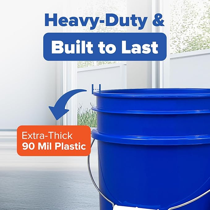 ePackageSupply 5 Gallon Bucket with Airtight Lid | Made in USA | Food Grade | Heavy-Duty Premium HPDE Plastic | Durable 90 Mil All Purpose Pail | Easy Stack and Store | BPA Free (Blue, 120)