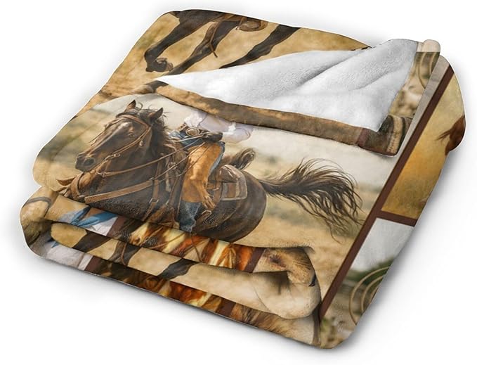 Western Cowgirl Throw Blanket Country Cowgirls Flannel Blankets Southwest Fuzzy Plush Super Soft Cozy Warm Decor Gifts for Boys Girls Kids Adults Men Women 60" x 80"