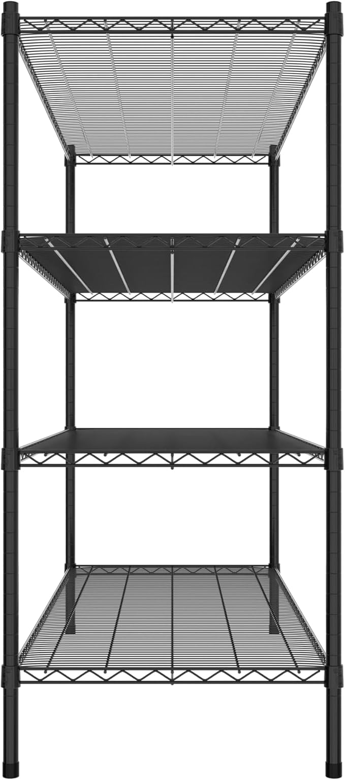 Commercial NSF Listed Black Epoxy Stationary Wire Shelving Kit 24" x 60" x 54", with 4 Shelves Perfect for Warehouse, Walk-in Refrigerator, Freezer, Grocery Store, Restaurant, Dishroom