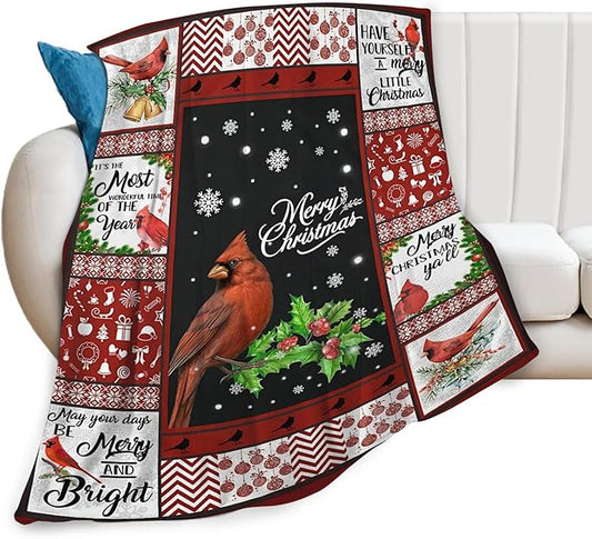 Tijuboni Cardinal Bird Throw Blanket for Girls Boys Women Men Kids Adults Soft Flannel Fleece Blanket for Couch Sofa Bed Home Decor 60"x80"