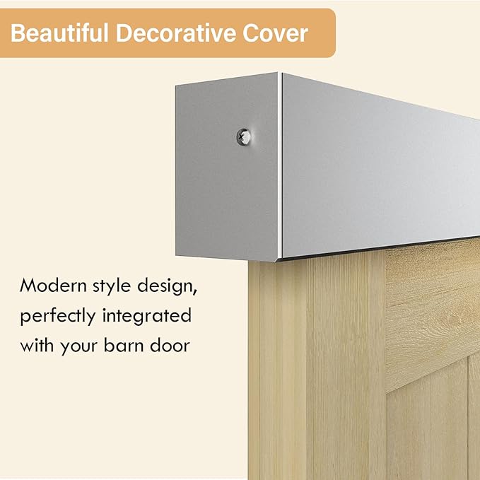 5FT Sliding Barn Door Hardware, Low Clearance Aluminium Alloy Box Rail Hardware for Wooden Barn Door, Interior Barn Door Track, Easy to Install