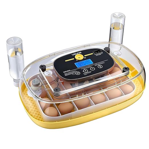 VEVOR 24 Egg Incubator, Automatic Egg Turner with LED Candler, Temperature & Humidity Control, 360° View Clear Window, Auto Water Refill, Poultry Eggs Incubators for Hatching Chicks Ducks Goose Quail