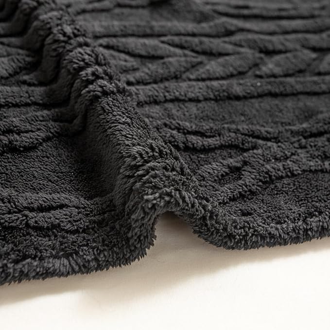 YUSOKI Sherpa Queen Size Blanket-3D Stylish Design Super Soft Fuzzy Cozy Warm Blanket Thick Plush Fluffy Furry Blankets for Teen Girls Women Couch Bed Sofa Chair Men Boys Gift(Black,90"x90")