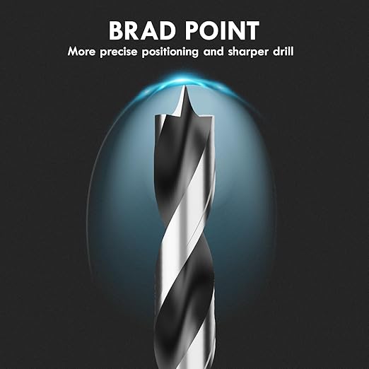 4MM Metric Brad Point Wood Drill Bit Set, 16Pcs Drill Bit Set with Double Flutes Design for Carpenter Woodworking and All Types of Wood