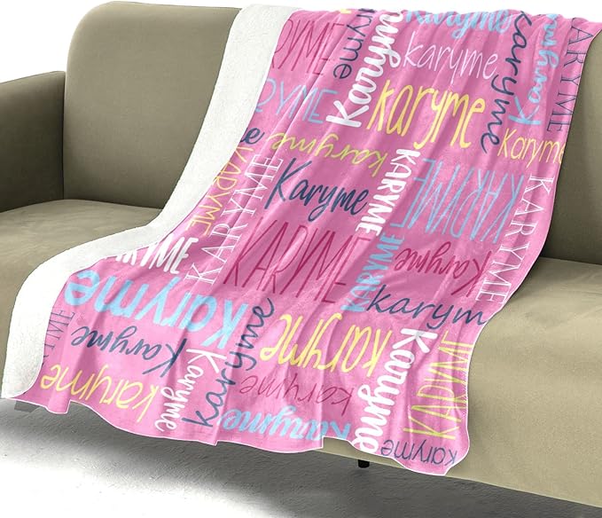 Personalized Blankets with Names Baby Gifts for Girls Boys Custom Soft Fleece and Sherpa Name Blanket for Kids and Adults Birthday for Daughter Son Granddaughter Grandson (Dark Pink)