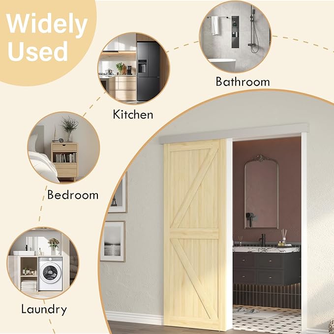 7FT Sliding Barn Door Hardware, Low Clearance Aluminium Alloy Box Rail Hardware for Wooden Barn Door, Interior Barn Door Track, Easy to Install