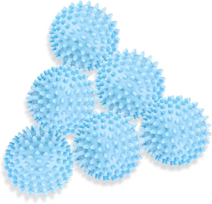 6 Pack Laundry Balls for Dryer, Dryer Balls Laundry Reusable, Dryer Ball Plastic Pellet Packs for Fabric Soften, Reduce Wrinkle and Less Static Cling-Light Blue