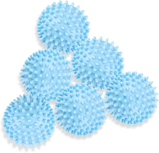 6 Pack Laundry Balls for Dryer, Dryer Balls Laundry Reusable, Dryer Ball Plastic Pellet Packs for Fabric Soften, Reduce Wrinkle and Less Static Cling-Light Blue