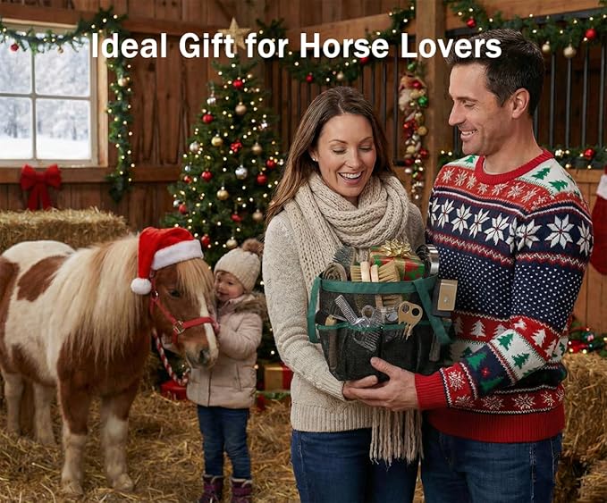 Horse Grooming Kit 13 Piece, Horse Brushes for Grooming Supplies Set with Organizer Bag, Horse Brush & Curry Comb for Effective Cleaning, Gift for Horses Riders Beginners