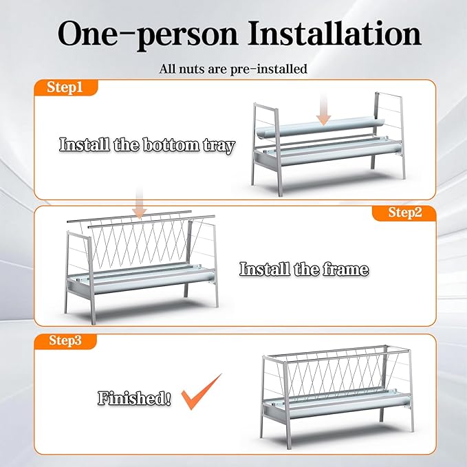 5 Ft Pasture Feeder, 77 Gallon Capacity Livestock Feeder with Deeper Feeding Pan, All Steel Frame, Easy to Assemble and Carry, Feeding Goats, Sheep and Miniature Horses, for Farms, Sheep Sheds
