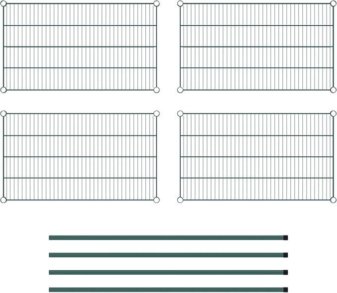 Commercial NSF Listed Green Epoxy Stationary Wire Shelving Kit 21" x 36" x 54", with 4 Shelves Perfect for Warehouse, Walk-in Refrigerator, Freezer, Grocery Store, Restaurant, Dishroom