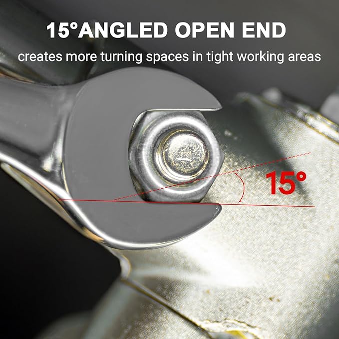 MAXPOWER 17mm Combination Wrench, Industrial Grade Spanners with Chrome Vanadium Steel, Sand Blasted Finish, Forged Heat-Treated - SAE