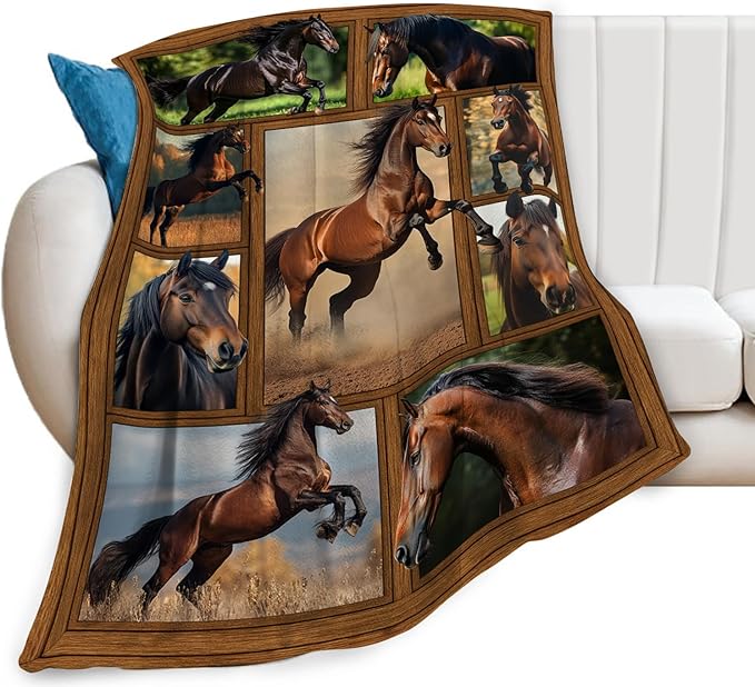 Horse Blanket, Horse Throw Blanket, Horses Gifts Blankets Stuff Fleece Flannel Plush for Girls Women Men Boys Lovers Adults Soft Bedding Gift for Sofa Bed Office Home Decor 60"x50"