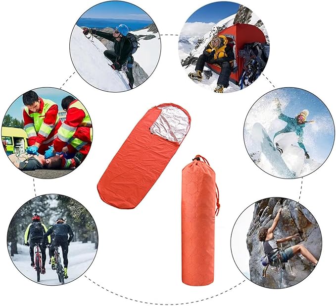 Thermal Survival Bivvy Sacks for Camping Outdoor Emergencies Thermal Blanket Survival Sleeping Bag Emergencies