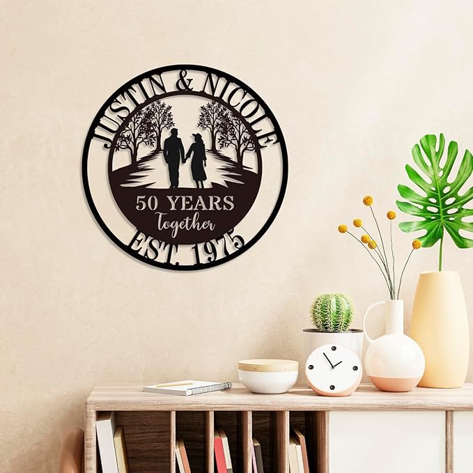 Personalized 50th/60th/40th/30th/25th/10th/1th Anniversary Wedding Gifts for Couple Parent Husband Wife, Best 50th Wedding Anniversary Custom Gifts, Custom Metal Name Sign