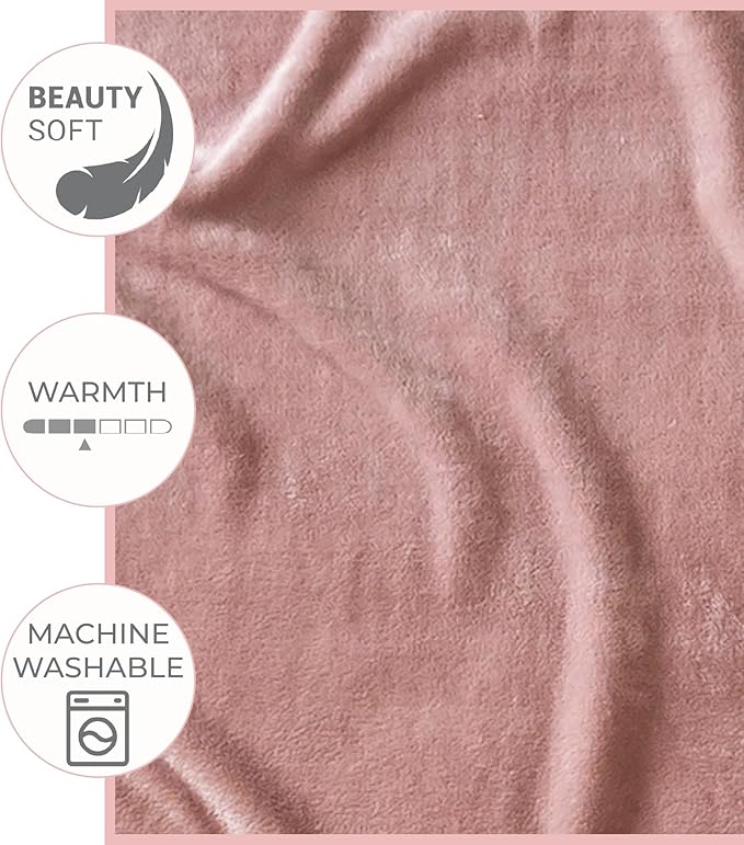 Vianney Lilac Full Size Lightweight Fleece Blanket in Rose Pink