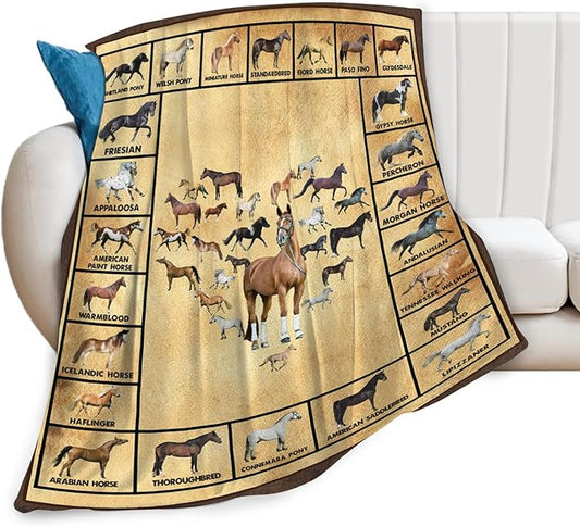 Tijuboni Horses Throw Blanket Horse Gifts for Girls Boys Women Men Kids Adults Soft Flannel Fleece Blanket for Couch Sofa Bed Home Decor 60"x80"
