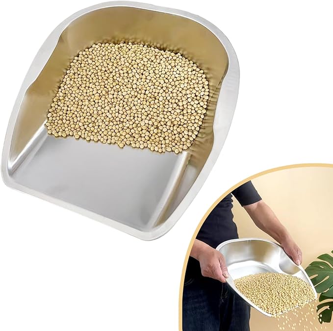 Feed Scoop for Livestock, Stainless Steel Feed Grain Scoop – with Dual-Side Handles, Stackable One-Piece Design, Durable Poultry Feed Scoops – for Chicken & Bird Raising, Gardening and Farm