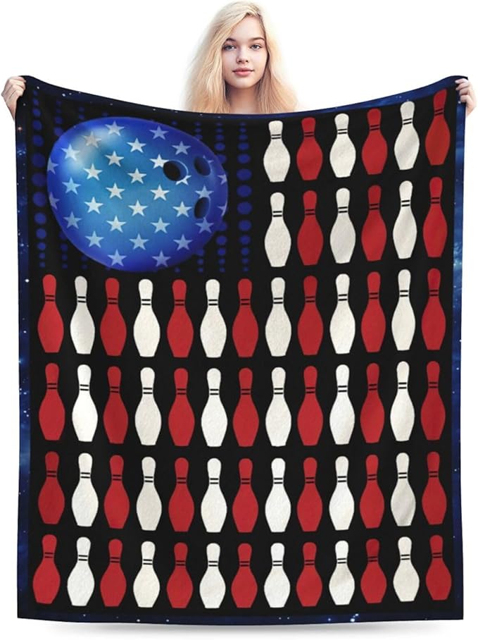 Super Cozy Soft Bowling Throw Blanket - Warm Plush Fluffy Women Men Lightweight Fleece Flannel Gifts for Kids Adults 60"X50"