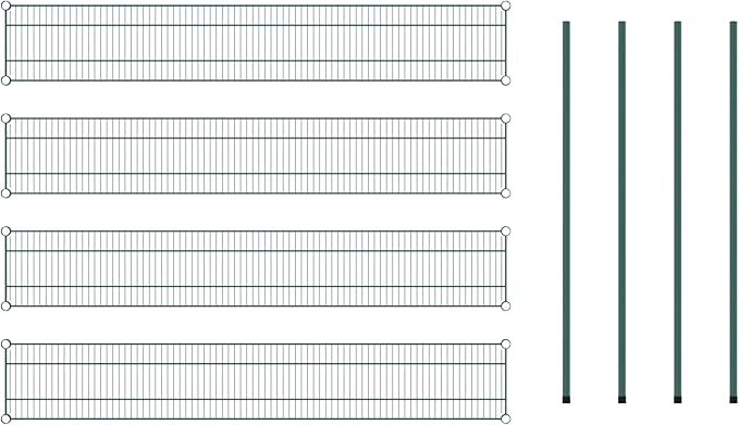 Commercial NSF Listed Green Epoxy Stationary Wire Shelving Kit 12" x 72" x 54", with 4 Shelves Perfect for Warehouse, Walk-in Refrigerator, Freezer, Grocery Store, Restaurant, Dishroom