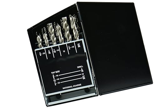18 pcs #6-32 to 1/2-13 NC #36 to 27/64 HSS Spiral Flute Plug Tap & Drill Set 404-7255 P