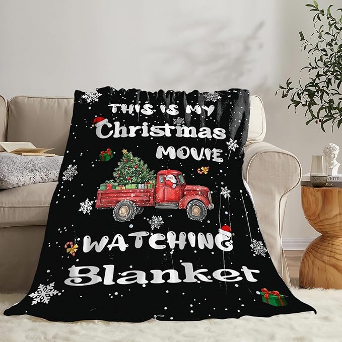 Dynova Christmas Truck Blanket Cozy Plush Snowflakes Throw Blankets Fuzzy Flannel Fleece Christmas Decor Gifts for Girls Boys Women Men 50"X40"