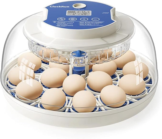18 Egg Incubator, Hatch Day and Humidity Display, Automatic Turning and Stop, 2 Size Egg Trays, Candling Light, Automatic Water Refill, Air Vent, Hatching Chicken Quail Duck Turkey Goose Birds