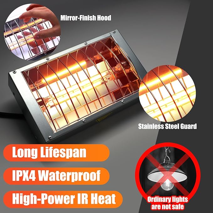 Chicken Coop Heat Lamp,400W High-Power Adjustable Chicks House Brooder Heater Warmer Lamp for Supplies Livestock,Heats Faster,Stays Hotter Longer (L9xW6xH2 inch)