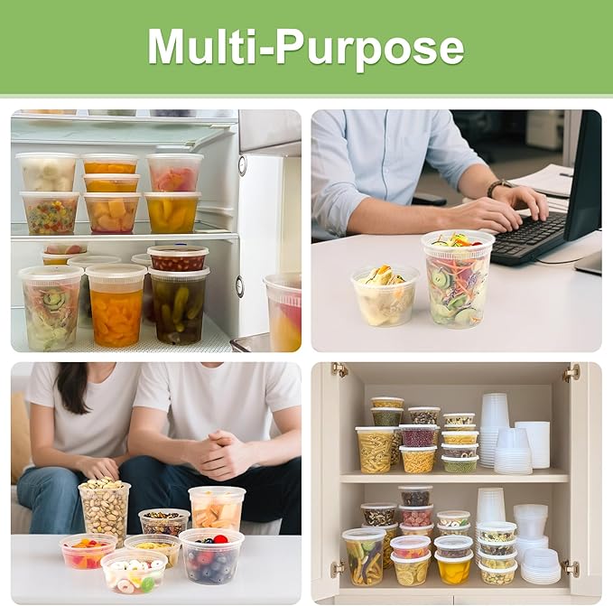 40 Sets (80-Piece) Deli Containers with Lids 32 oz, Leak-Proof & BPA Free Airtight Takeout Plastic Food Storage Containers for Soup, Freezer/Microwave/Dishwasher Safe