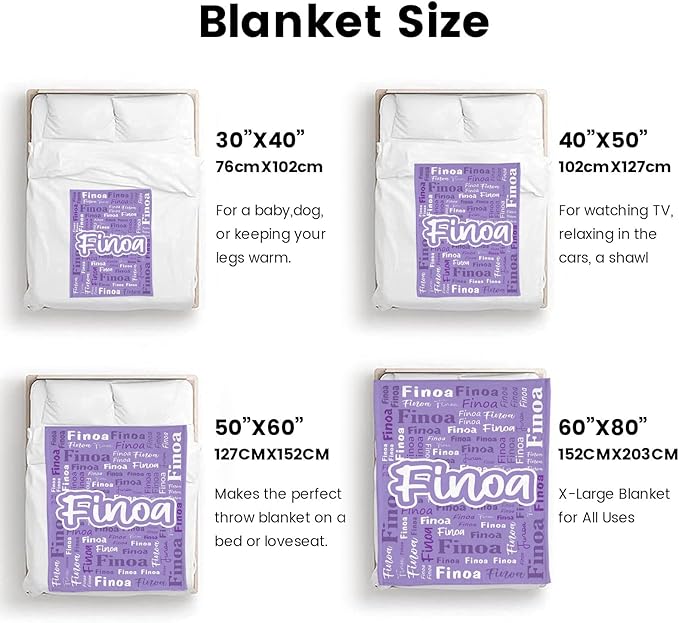 Custom Blanket with Name Personalized Blankets for Kids Adult Boys Girls Flannel Monogrammed Customized Blankets Throw (30''x40'')