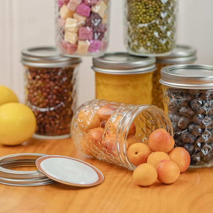 12 Pack 16 oz Wide Mouth Mason Jars with Silver Metal Lids, Canning Jars for Overnight Oats, Food Storage, Dry Food, Snacks, Candies