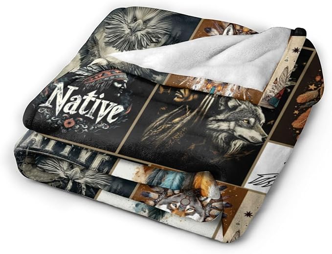 Native American Throw Blanket Southwest American Blankets Fleece Plush Flannel Super Soft Cozy Warm Lightweight Indian Decor Gifts for Boys Girls Kids Adults Men Women 40" x 50"
