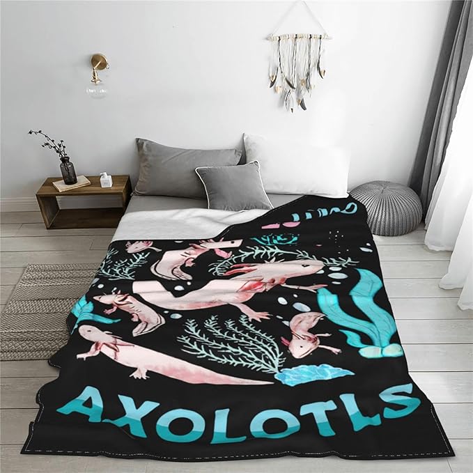 Just A Boy Axolotl Decor Throw Blanket - Super Warm Soft Plush Lightweight Fleece Flannel Blanket - Axolotl Gifts for Boys, Girls, Kids, Women, Adults - Winter Couch, Bed - 40"X50"